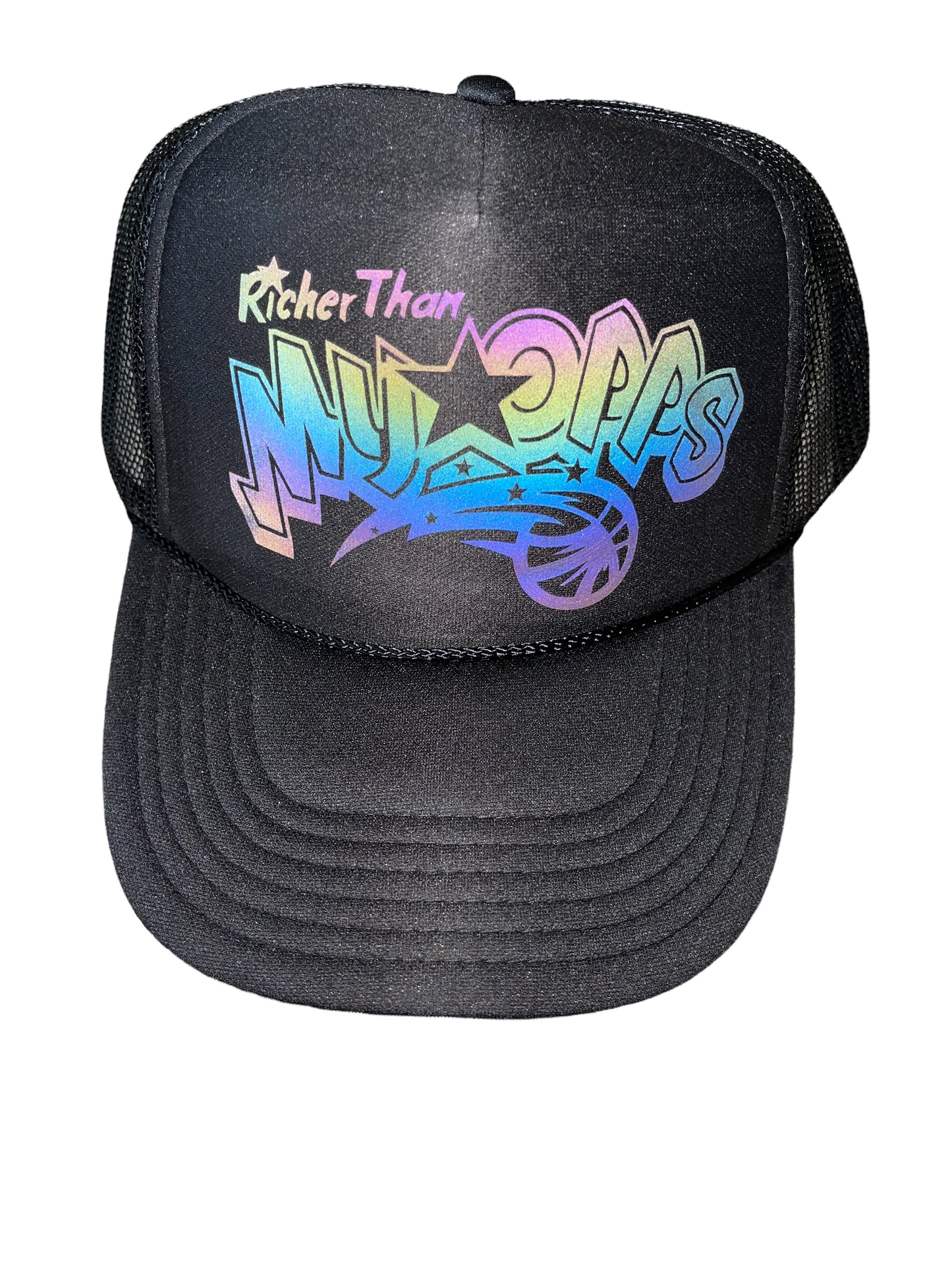 Black RTMO Trucker with Rainbow Reflective