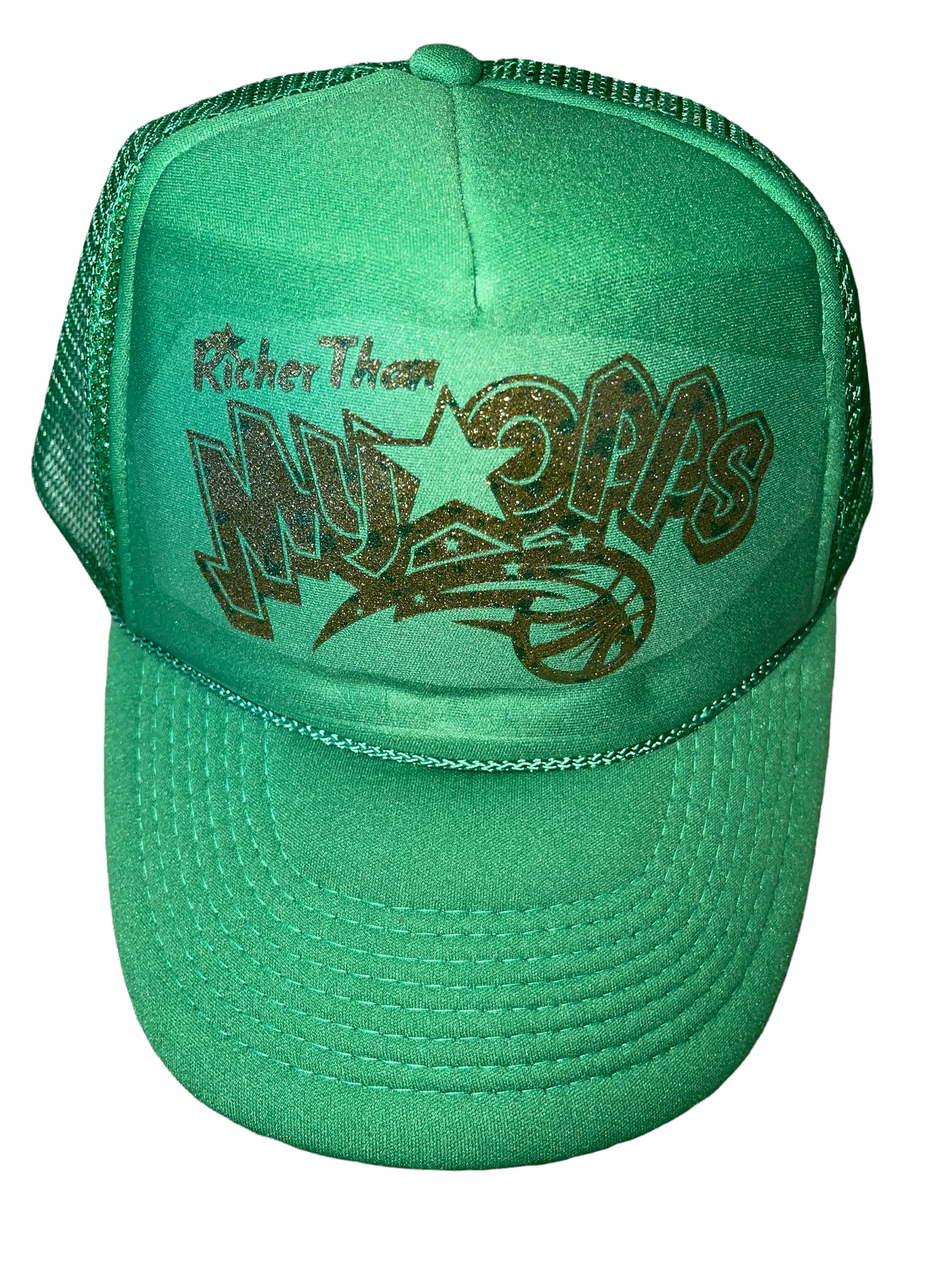 Green RTMO Trucker with Gold with green specks