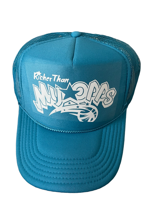 Teal RTMO Trucker with White