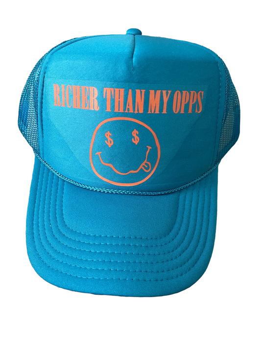 Teal RTMO Trucker with Orange