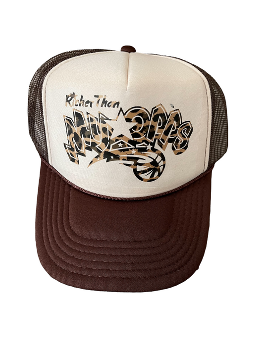 Tan/ Brown  RTMO Trucker with Cheetah Print