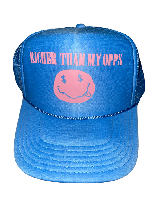 Baby Blue RTMO Trucker with Coral