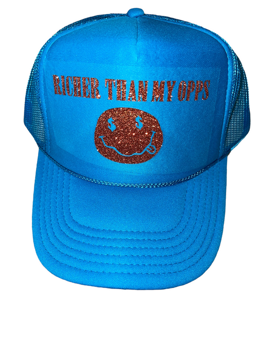 Teal RTMO Trucker with Orange Glitter