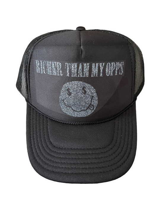 Black RTMO Trucker with Shiny Glitter