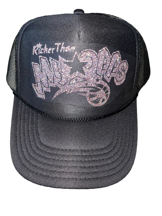 Black RTMO Trucker with Shiny Glitter